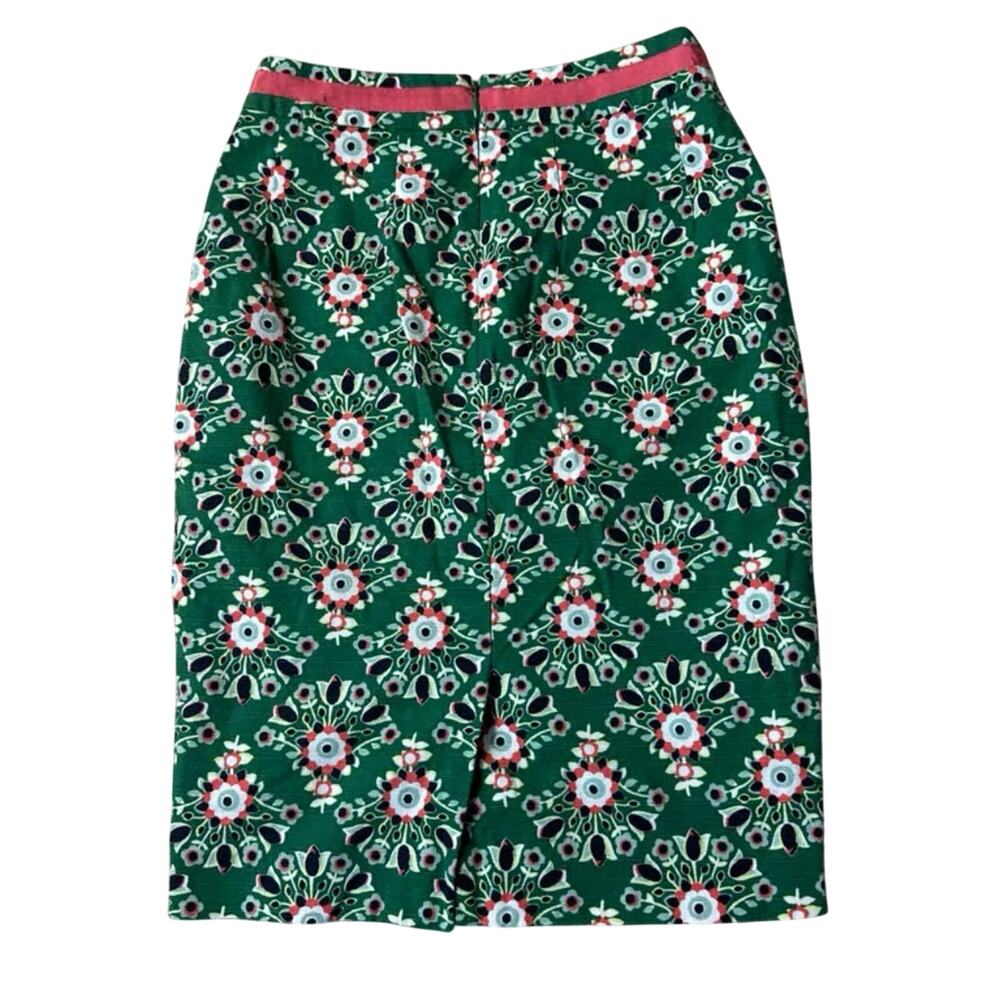 Boden Richmond Pencil Skirt Emerald Green Pink Floral Geometric Knee Length - Picture 5 of 7